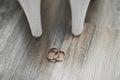 Two golden wedding rings isolated background concept Royalty Free Stock Photo