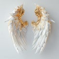 Two golden wings isolated on dark background Royalty Free Stock Photo