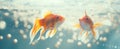 two goldfish in an aquarium swimming in circles Royalty Free Stock Photo
