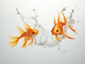 two goldfish jumping into one another Royalty Free Stock Photo