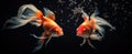 two goldfish swimming together in an aquarium Royalty Free Stock Photo