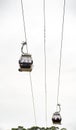 Two gondolas from the Vila Nova de Gaia neighborhood cable car suspended on the hanging cables transporting tourists from the Don Royalty Free Stock Photo