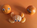 Creative fruit concept, googly eyed oranges Royalty Free Stock Photo