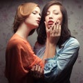 Two gorgeous girlfriends making love Royalty Free Stock Photo