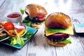 Two gourmet burgers Royalty Free Stock Photo