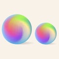 Two gradient swirl orbs with crystallize effect isolated on beige background Royalty Free Stock Photo