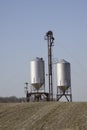 Two grain silos.