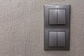 Two gray double light switches mounted on the wall Royalty Free Stock Photo