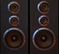 Two great loud speakers, black, three ways Royalty Free Stock Photo