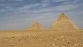 Two great pyramids: Cheops and Chephren rise on the Giza plateau Royalty Free Stock Photo