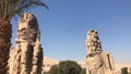 Two great seated stone statues, Colossi of Memnon, Egypt Royalty Free Stock Photo