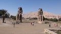 Two great seated stone statues, Colossi of Memnon, Egypt Royalty Free Stock Photo