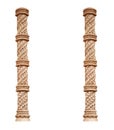 Two greek classic column isolated on white background