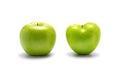 Two green apples, one heart shaped Royalty Free Stock Photo