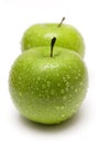 Two Green Apples in a Row Royalty Free Stock Photo