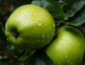 Two green apples on a tree Royalty Free Stock Photo