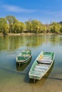 Two boats on the river bank Royalty Free Stock Photo