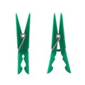 Two green clothes peg