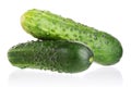 Two green cucumber isolated on white