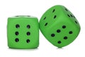 Two green dice cutout Royalty Free Stock Photo