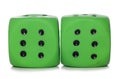 Two green dice cutout Royalty Free Stock Photo