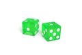 Two green dice isolated on white background. 3d illustration Royalty Free Stock Photo