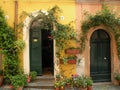 Two green doors in Tuscania Royalty Free Stock Photo