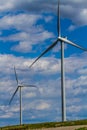 Two Green Energy Industrial Wind Turbines in Oklahoma. Royalty Free Stock Photo