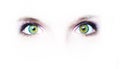 Two green eyes