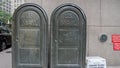 Two green old usa mail boxs nyc