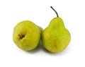 Two green pears isolated on white background Royalty Free Stock Photo