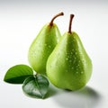 Green Pear In Water Drops: Delicate Hatecore Style Product Photography