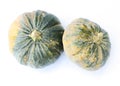 Two green pumpkin egetable on white backgrounds Royalty Free Stock Photo