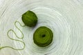 Two green skeins of wool Royalty Free Stock Photo
