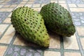 Two green soursops or sirsak fruit in Indonesia Royalty Free Stock Photo