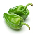 Two green sweet bell peppers isolated on white. Generative AI