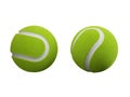 Two green tennis balls placed on a white background - 3D rendering Royalty Free Stock Photo