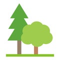 Two green trees , vector illustration, web icon, eps.