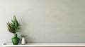 Minimalist Corner Shelf With Green Vases On White Wood