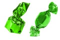 Two green wrapped candy isolated on a white background Royalty Free Stock Photo