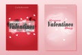 Two greeting cards celebrating February 14, Happy Valentine\'s Day. Red and pink card on a pink background. Royalty Free Stock Photo