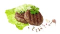 Two grilled beef cutlet of minced meat for burger or sandwich or dinner dish