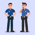 Two Guardians with Walky Talky Cartoon Characters Royalty Free Stock Photo