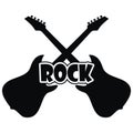 Two guitar, black vector icon, silhouette Royalty Free Stock Photo