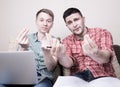 Two guys with funny gestures Royalty Free Stock Photo