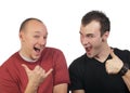 Two guys goofing around Royalty Free Stock Photo