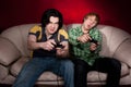 Two guys playing video games Royalty Free Stock Photo