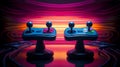 Two 80h style joysticks on a bright background