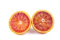 Two half of bloody red oranges isolated on white Royalty Free Stock Photo