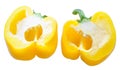 Half cutted Yellow Capsicum isolated on white background